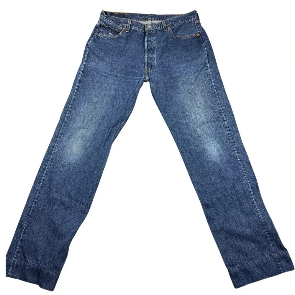 VTG Levis 501 Mens Straight Leg Blue Denim Jeans 32x32 Medium Wash USA Made 90s‎